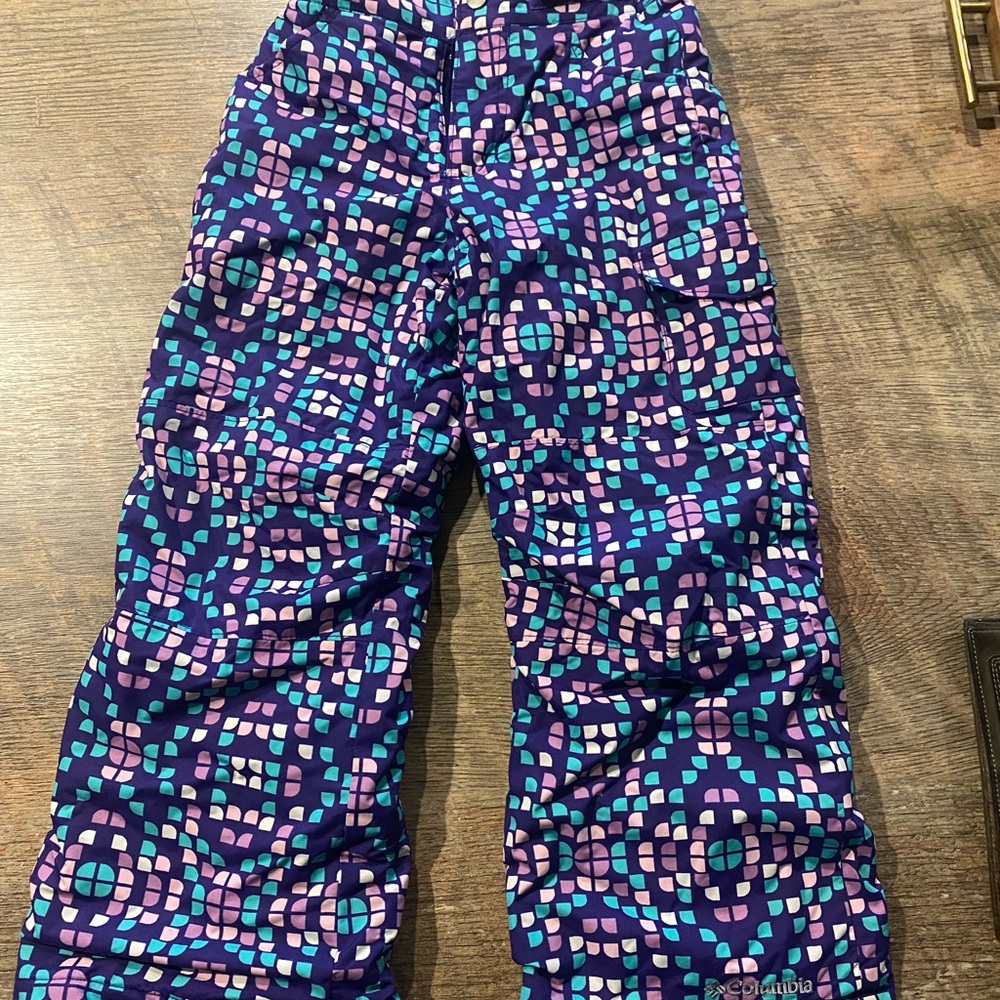 Columbia Purple and Teal Patterned Snowpants